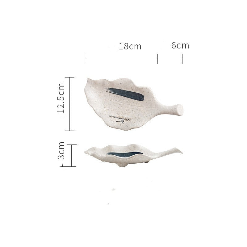 Creative Leaf Shaped Hand Painted Rough Ceramic Plate - Grand Goldman