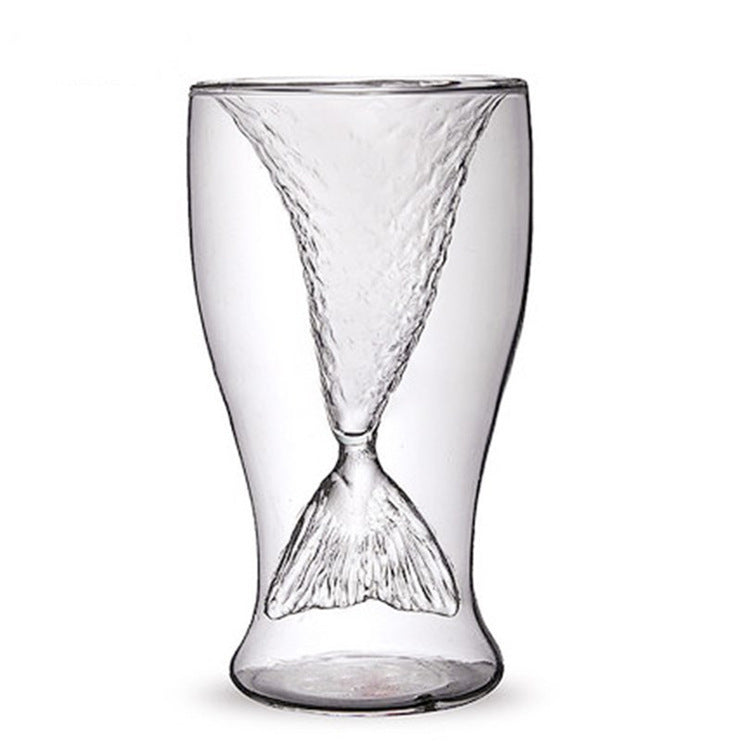 Creative Mermaid Glass Cup Double Wine Glass for Whiskey Brandy Vodka Cocktail Beer Wine Juice - Grand Goldman