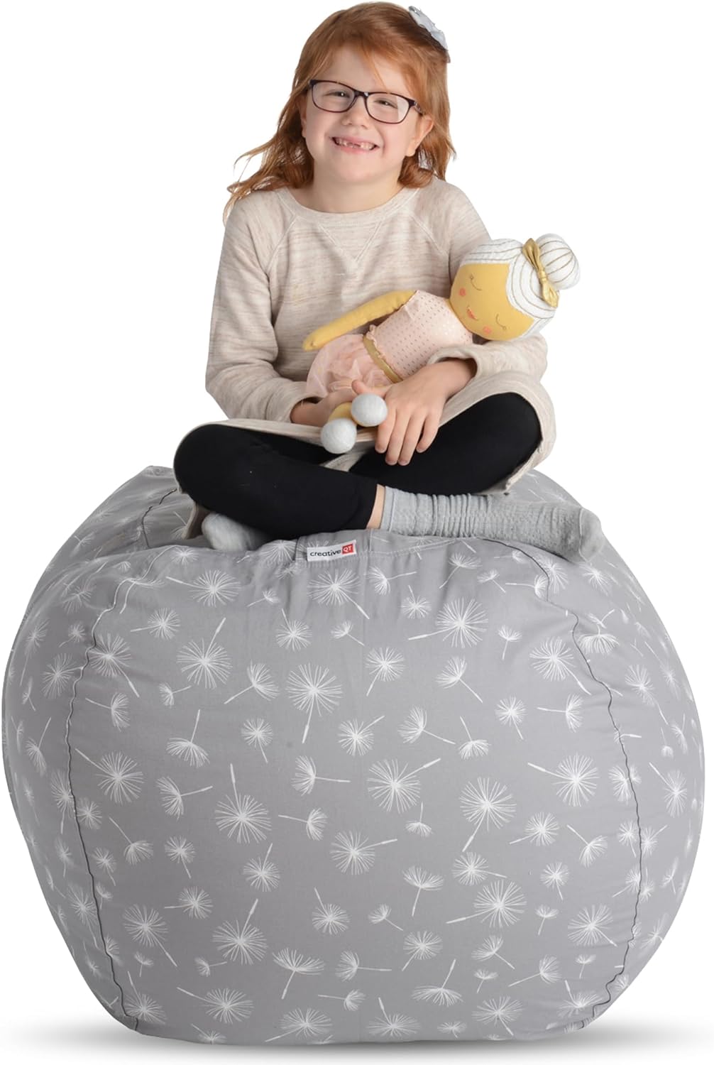 Creative QT Stuff ’n Sit Extra Large 38’’ Bean Bag Storage Cover for Stuffed Animals & Toys, Giant Beanbag Chair for Plush, Toddler & Kids Rooms Bedroom Organizer for Christmas, Purple Unicorn - Grand Goldman