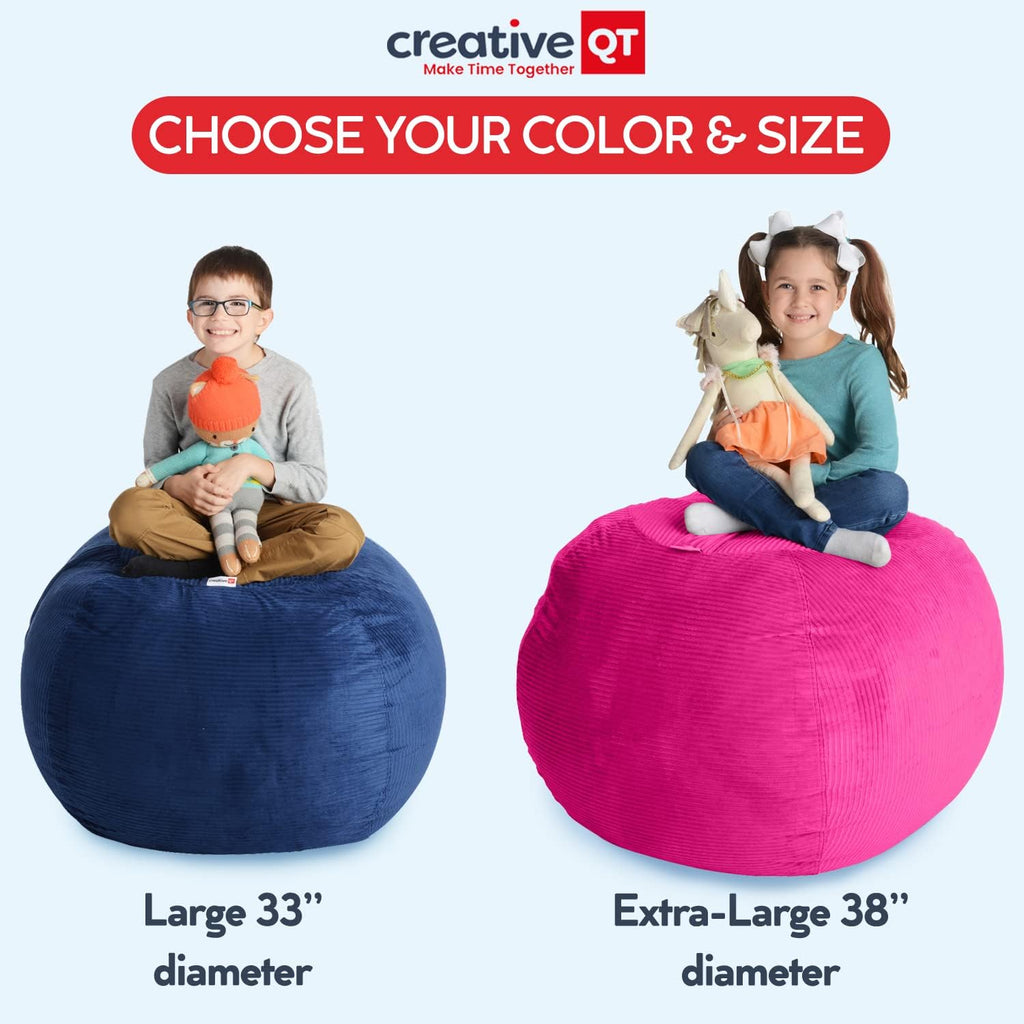 Creative QT Stuff ’n Sit Extra Large 38’’ Bean Bag Storage Cover for Stuffed Animals & Toys, Giant Beanbag Chair for Plush, Toddler & Kids Rooms Bedroom Organizer for Christmas, Purple Unicorn - Grand Goldman