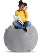 Creative QT Stuff ’n Sit Extra Large 38’’ Bean Bag Storage Cover for Stuffed Animals & Toys, Giant Beanbag Chair for Plush, Toddler & Kids Rooms Bedroom Organizer for Christmas, Purple Unicorn - Grand Goldman