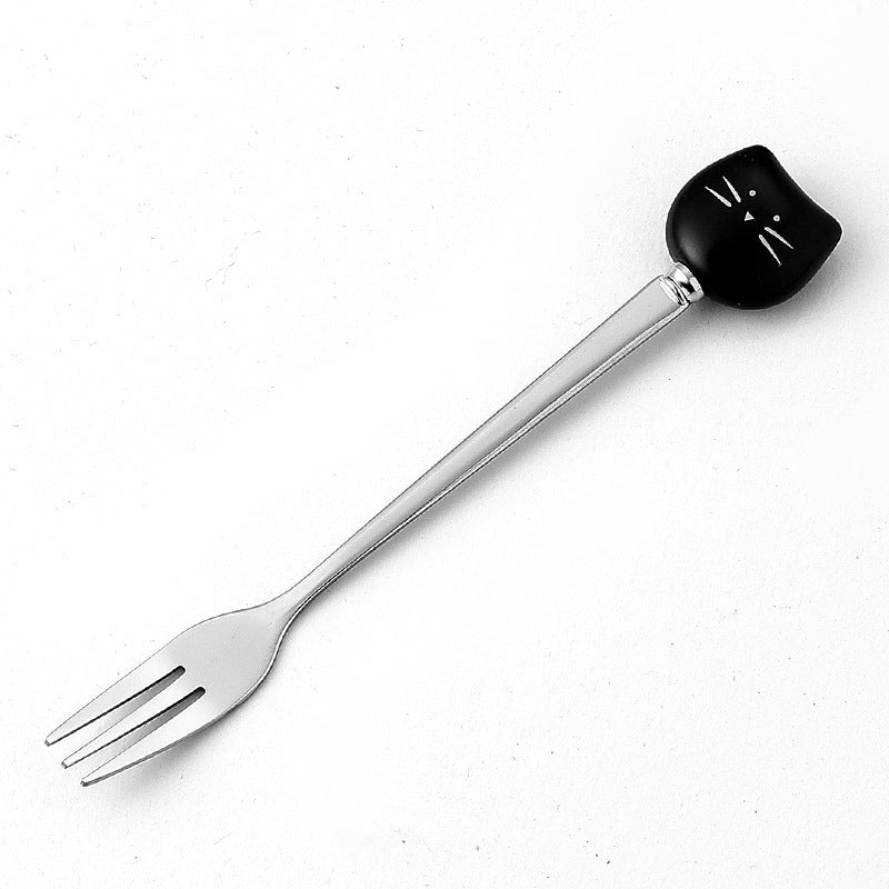 Creative Stainless Steel Spoon Ceramic Handle Stainless Steel Fruit Fork Ice Cream Spoon Simple Soup Spoon Coffee Spoon - Grand Goldman