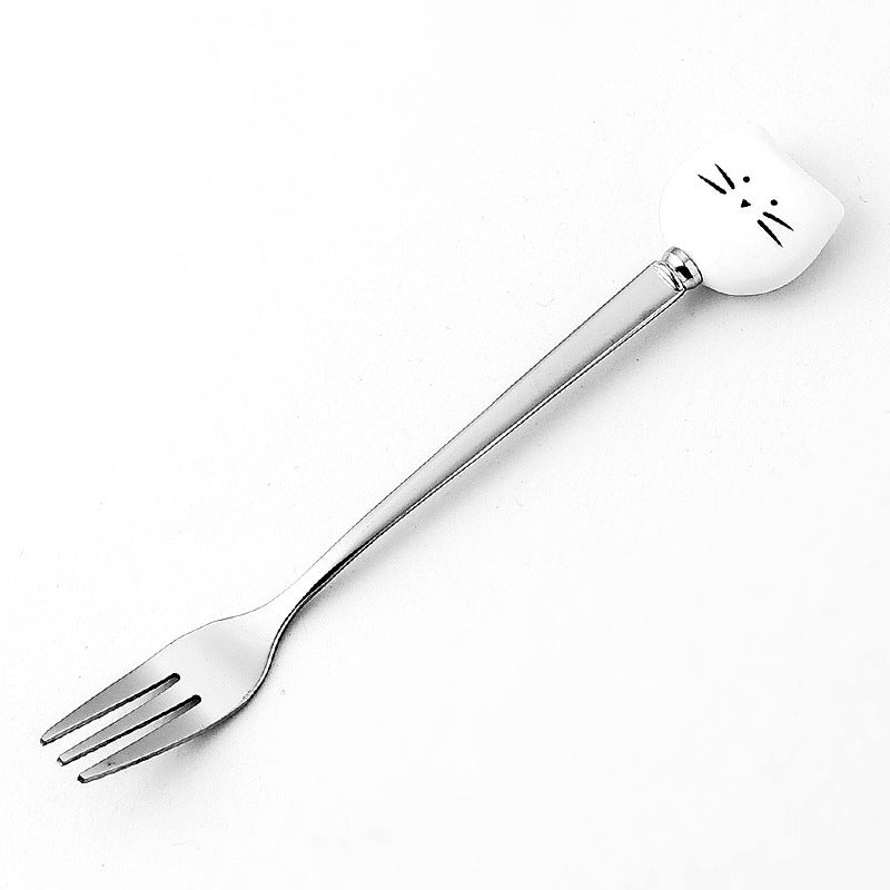 Creative Stainless Steel Spoon Ceramic Handle Stainless Steel Fruit Fork Ice Cream Spoon Simple Soup Spoon Coffee Spoon - Grand Goldman
