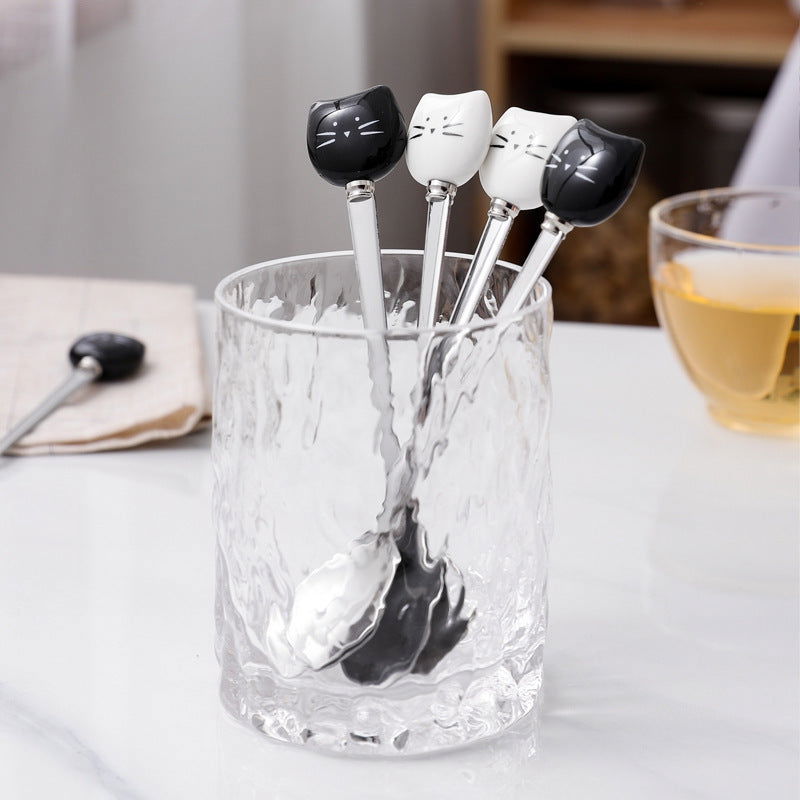 Creative Stainless Steel Spoon Ceramic Handle Stainless Steel Fruit Fork Ice Cream Spoon Simple Soup Spoon Coffee Spoon - Grand Goldman