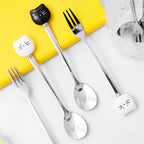 Creative Stainless Steel Spoon Ceramic Handle Stainless Steel Fruit Fork Ice Cream Spoon Simple Soup Spoon Coffee Spoon - Grand Goldman