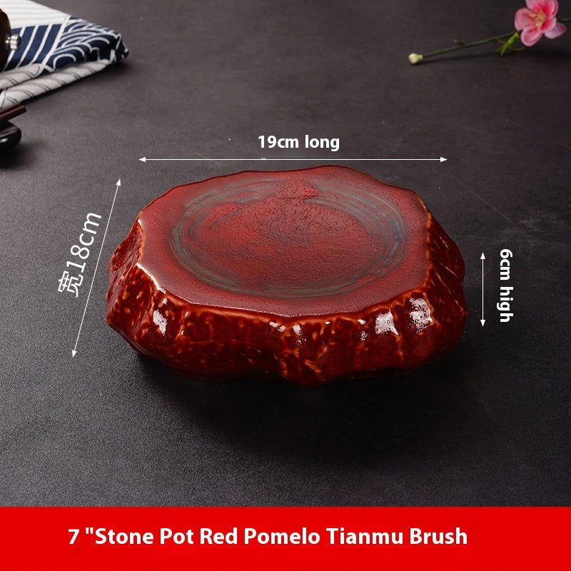 Creative Stone Pattern Ceramic Plate Cuisine Sashimi Plate - Grand Goldman
