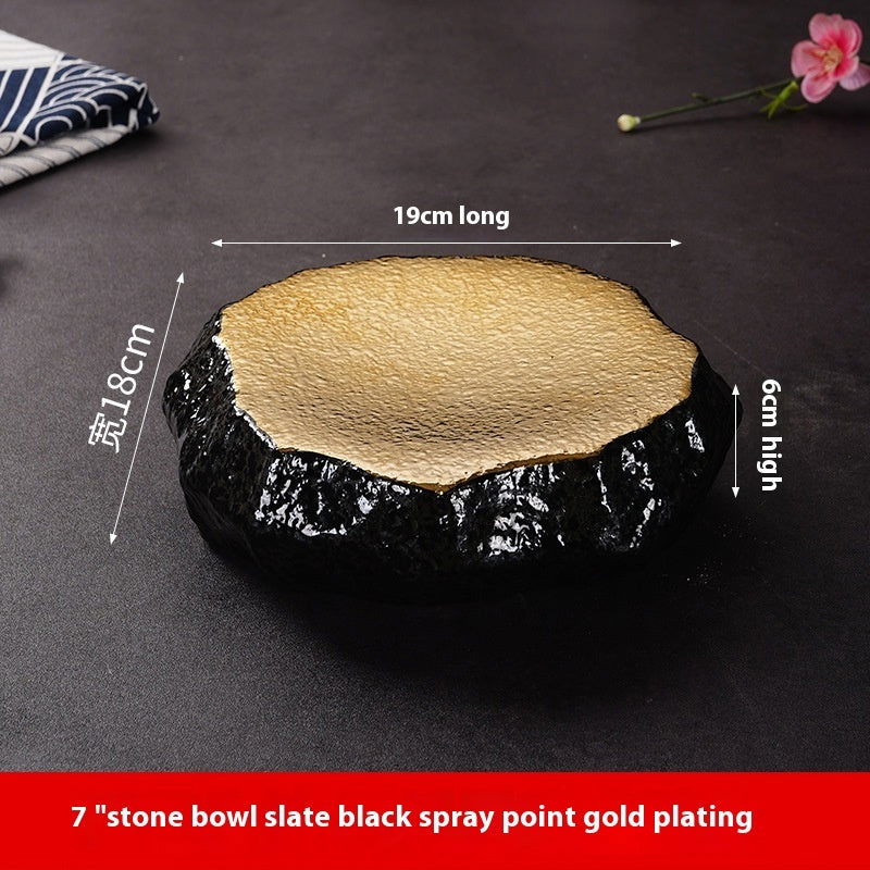 Creative Stone Pattern Ceramic Plate Cuisine Sashimi Plate - Grand Goldman