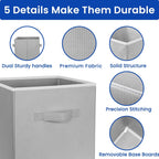 Criusia Storage Cubes, 11 Inch Cube Storage Bins for Shelves (10 Pack), Fabric Collapsible Storage Bins with Dual Handles, Foldable Cube Baskets for Clothes, Closet Organizers and Storage Box (Grey) - Grand Goldman