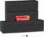 Criusia Storage Cubes, 11 Inch Cube Storage Bins for Shelves (10 Pack), Fabric Collapsible Storage Bins with Dual Handles, Foldable Cube Baskets for Clothes, Closet Organizers and Storage Box (Grey) - Grand Goldman