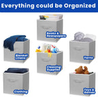 Criusia Storage Cubes, 11 Inch Cube Storage Bins for Shelves (10 Pack), Fabric Collapsible Storage Bins with Dual Handles, Foldable Cube Baskets for Clothes, Closet Organizers and Storage Box (Grey) - Grand Goldman