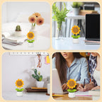 Crochet Flowers Artificial Sunflower for Office Desk Car Dashboard Decor, Funny Gifts for Women Birthday Christmas Party Decorations Motivational Gifts - Grand Goldman