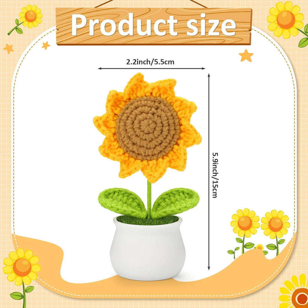 Crochet Flowers Artificial Sunflower for Office Desk Car Dashboard Decor, Funny Gifts for Women Birthday Christmas Party Decorations Motivational Gifts - Grand Goldman
