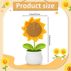 Crochet Flowers Artificial Sunflower for Office Desk Car Dashboard Decor, Funny Gifts for Women Birthday Christmas Party Decorations Motivational Gifts - Grand Goldman