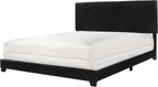 Crown Mark Erin Upholstered Panel Bed in Black, Full - Grand Goldman