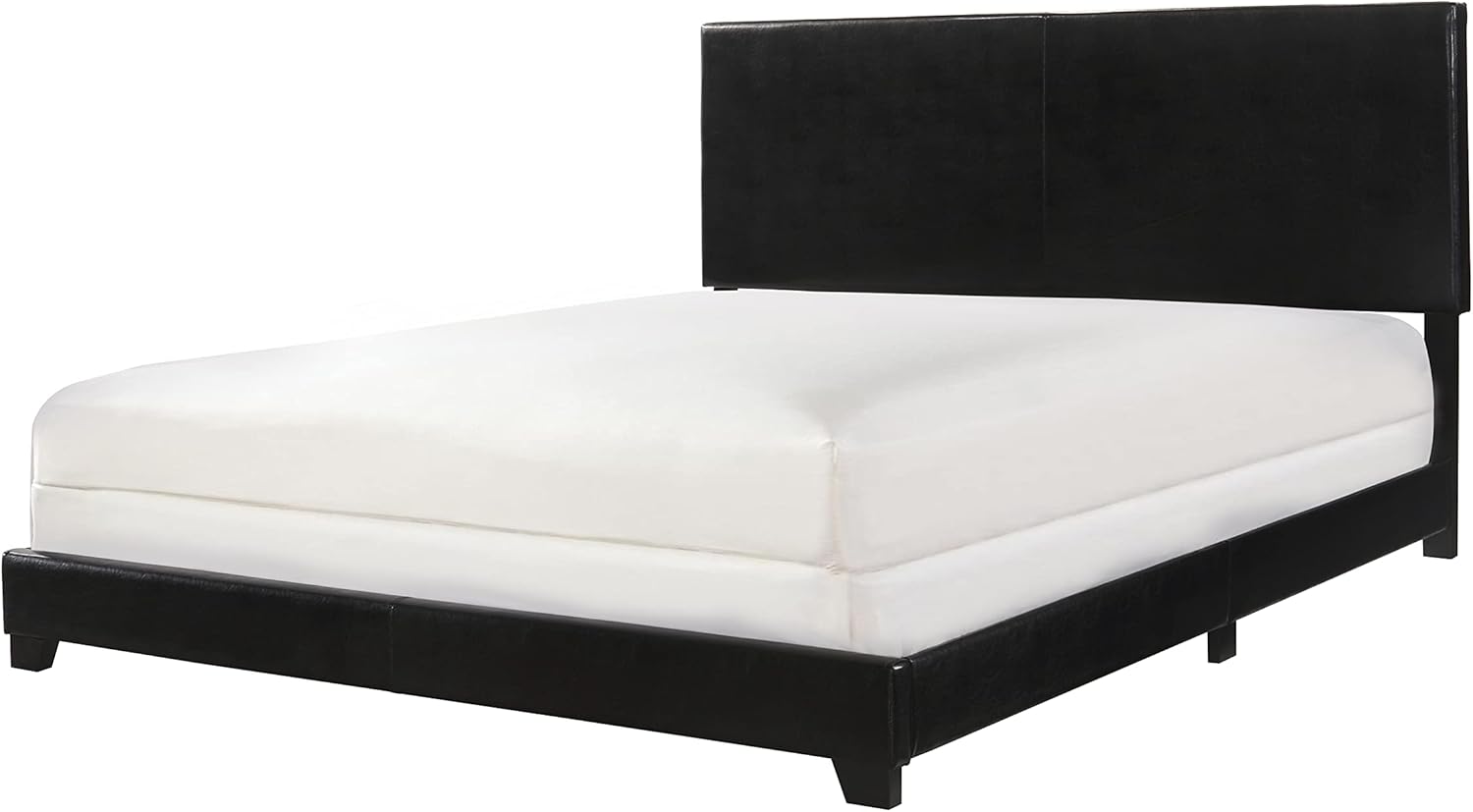 Crown Mark Erin Upholstered Panel Bed in Black, Full - Grand Goldman