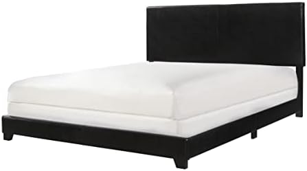 Crown Mark Erin Upholstered Panel Bed in Black, Full - Grand Goldman
