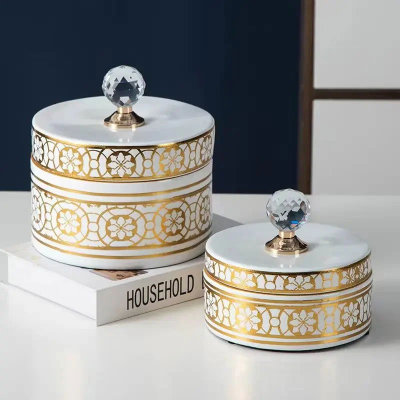 Crystal Ball Jewelry Box Ceramic Storage Jar Desktop Storage Organization Box Porcelain Decorative Tank Home Decoration - Grand Goldman