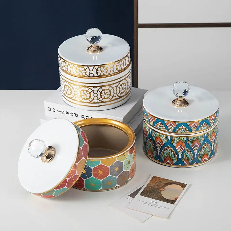 Crystal Ball Jewelry Box Ceramic Storage Jar Desktop Storage Organization Box Porcelain Decorative Tank Home Decoration - Grand Goldman