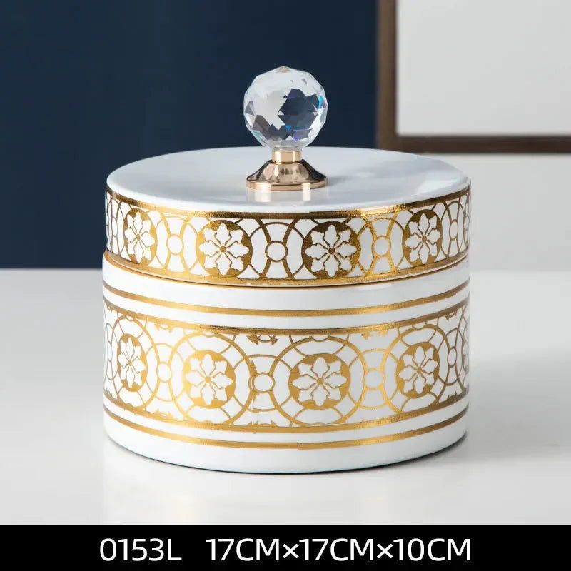 Crystal Ball Jewelry Box Ceramic Storage Jar Desktop Storage Organization Box Porcelain Decorative Tank Home Decoration - Grand Goldman