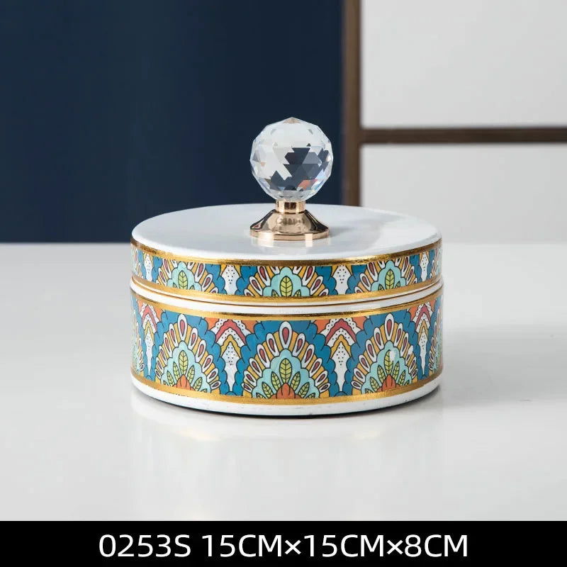 Crystal Ball Jewelry Box Ceramic Storage Jar Desktop Storage Organization Box Porcelain Decorative Tank Home Decoration - Grand Goldman