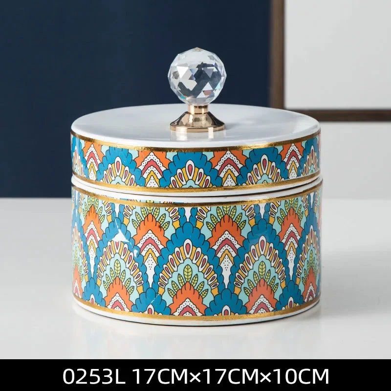 Crystal Ball Jewelry Box Ceramic Storage Jar Desktop Storage Organization Box Porcelain Decorative Tank Home Decoration - Grand Goldman