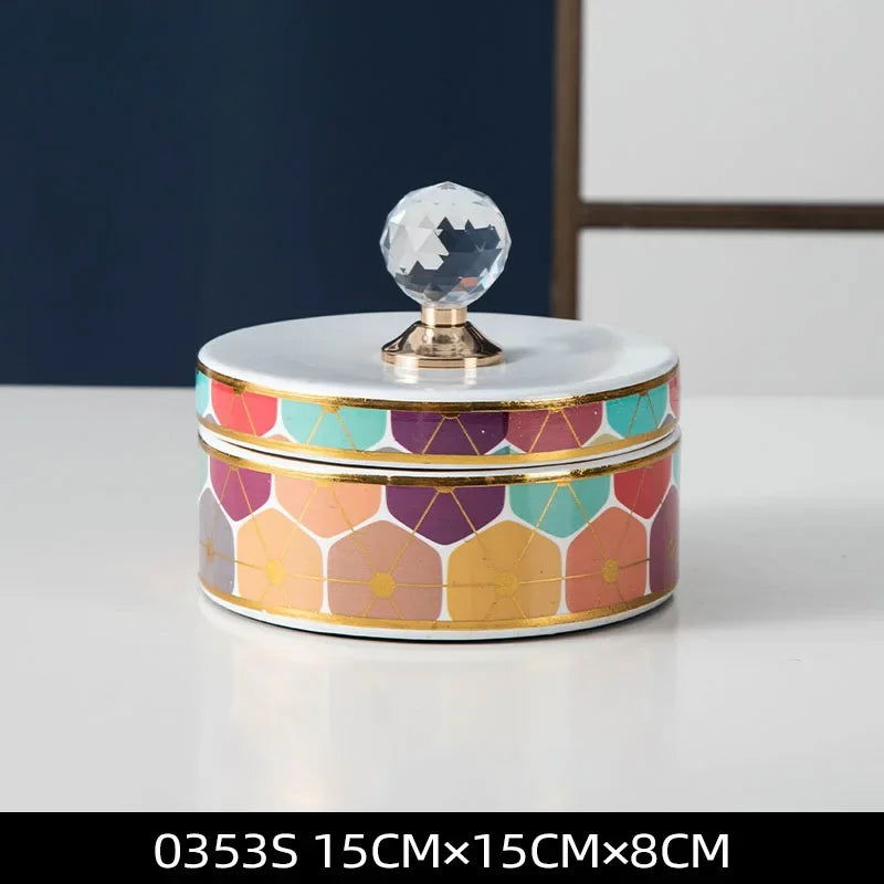 Crystal Ball Jewelry Box Ceramic Storage Jar Desktop Storage Organization Box Porcelain Decorative Tank Home Decoration - Grand Goldman