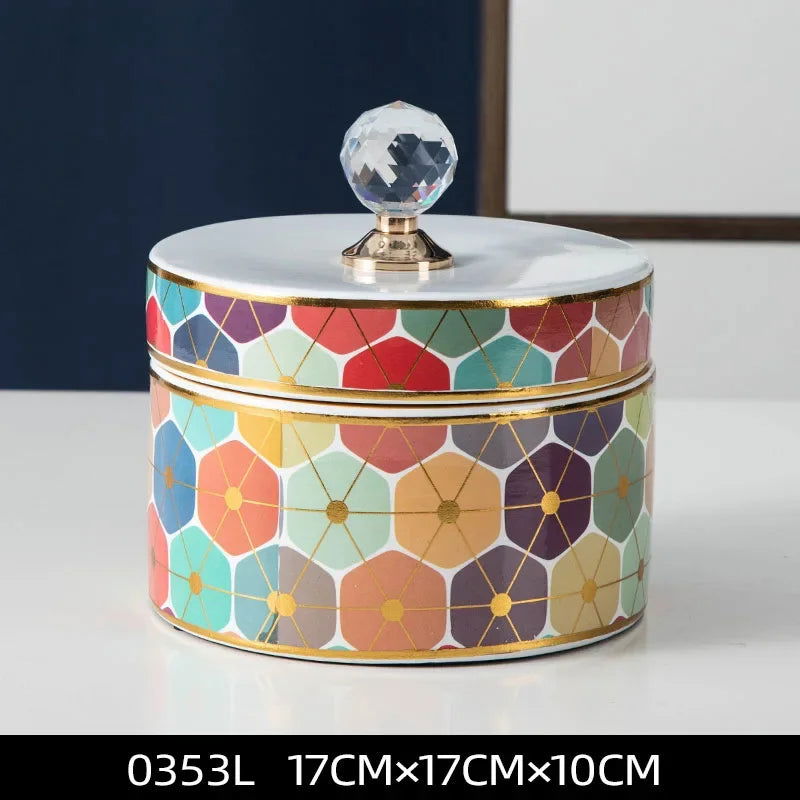 Crystal Ball Jewelry Box Ceramic Storage Jar Desktop Storage Organization Box Porcelain Decorative Tank Home Decoration - Grand Goldman