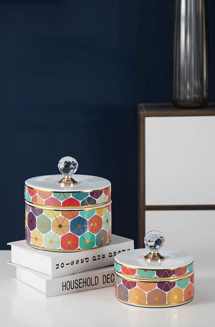 Crystal Ball Jewelry Box Ceramic Storage Jar Desktop Storage Organization Box Porcelain Decorative Tank Home Decoration - Grand Goldman