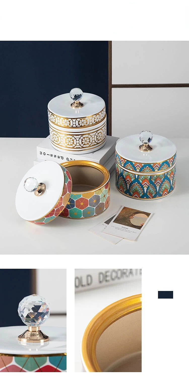 Crystal Ball Jewelry Box Ceramic Storage Jar Desktop Storage Organization Box Porcelain Decorative Tank Home Decoration - Grand Goldman