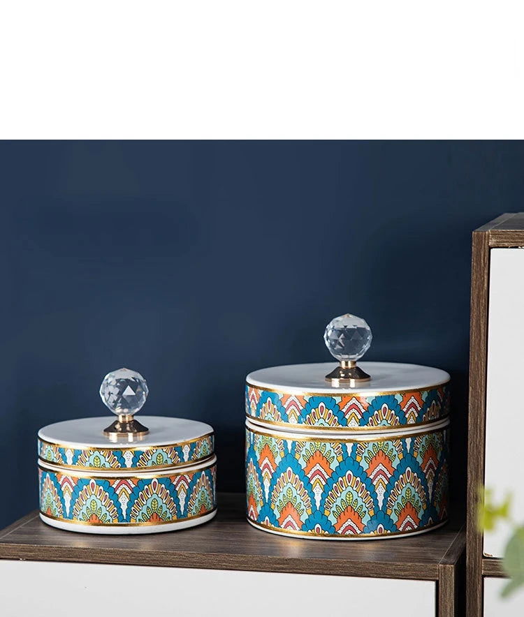 Crystal Ball Jewelry Box Ceramic Storage Jar Desktop Storage Organization Box Porcelain Decorative Tank Home Decoration - Grand Goldman