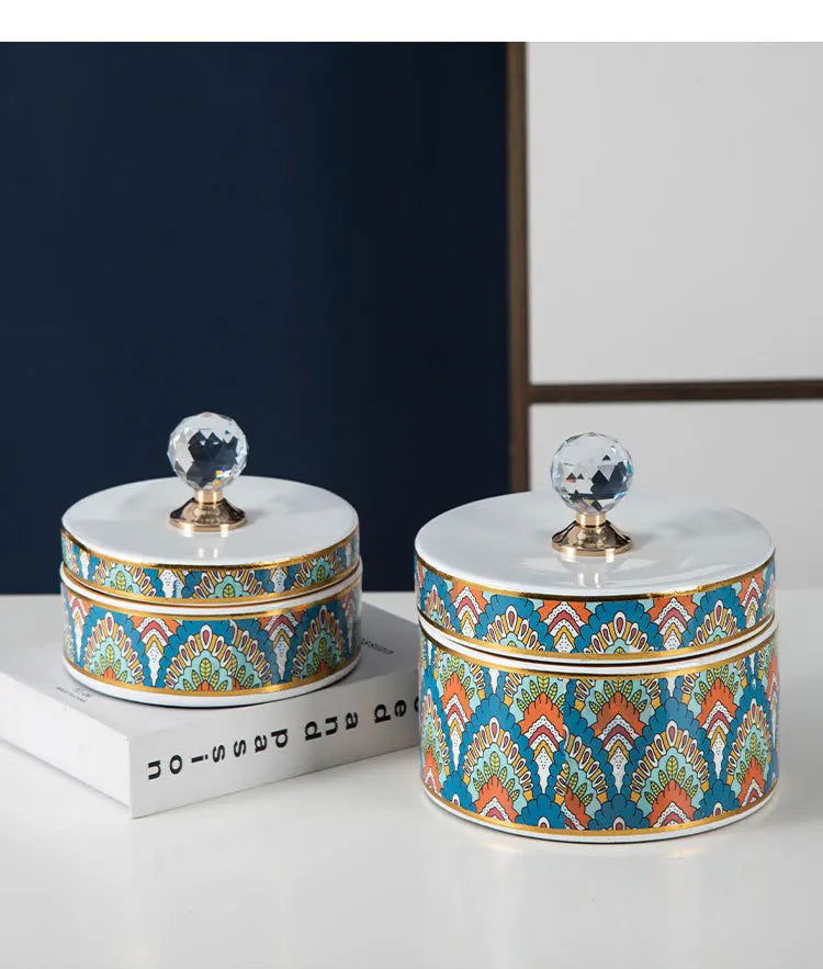 Crystal Ball Jewelry Box Ceramic Storage Jar Desktop Storage Organization Box Porcelain Decorative Tank Home Decoration - Grand Goldman