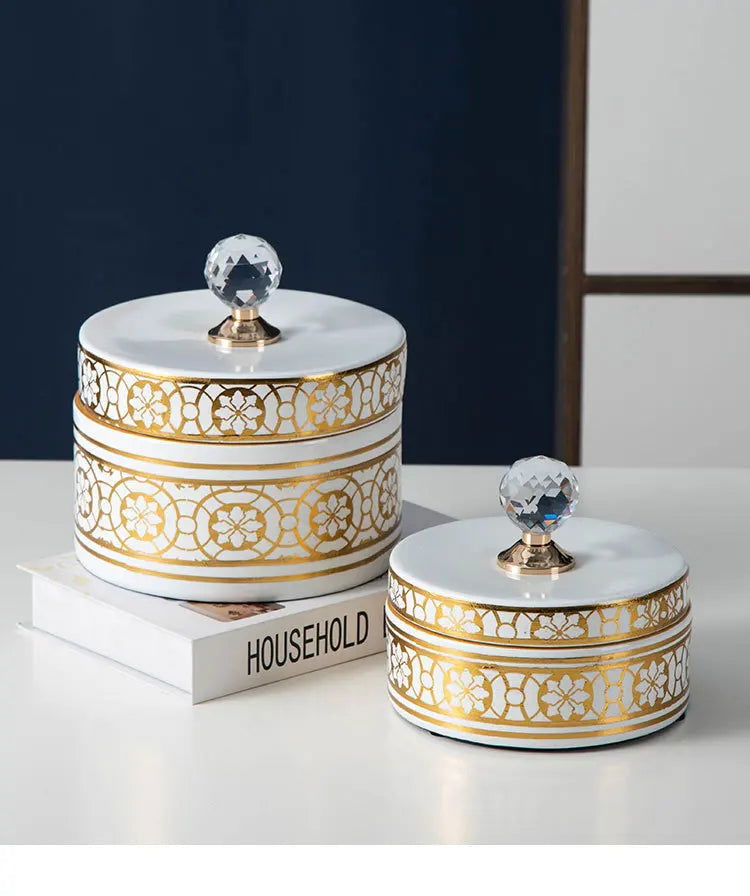 Crystal Ball Jewelry Box Ceramic Storage Jar Desktop Storage Organization Box Porcelain Decorative Tank Home Decoration - Grand Goldman