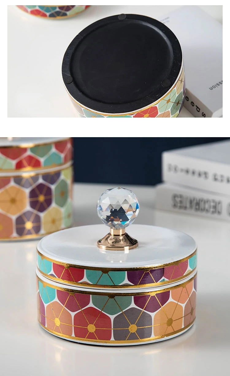 Crystal Ball Jewelry Box Ceramic Storage Jar Desktop Storage Organization Box Porcelain Decorative Tank Home Decoration - Grand Goldman
