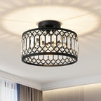 Crystal Black Ceiling Light, Modern Semi Flush Mount Ceiling Lighting Fixture, Round Hallway Lighting Fixtures Ceiling for Kitchen Entryway Bedroom Laundry Room, 1-Light, 9 Inch - Grand Goldman