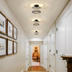 Crystal Black Ceiling Light, Modern Semi Flush Mount Ceiling Lighting Fixture, Round Hallway Lighting Fixtures Ceiling for Kitchen Entryway Bedroom Laundry Room, 1-Light, 9 Inch - Grand Goldman