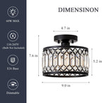 Crystal Black Ceiling Light, Modern Semi Flush Mount Ceiling Lighting Fixture, Round Hallway Lighting Fixtures Ceiling for Kitchen Entryway Bedroom Laundry Room, 1-Light, 9 Inch - Grand Goldman