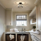 Crystal Black Ceiling Light, Modern Semi Flush Mount Ceiling Lighting Fixture, Round Hallway Lighting Fixtures Ceiling for Kitchen Entryway Bedroom Laundry Room, 1-Light, 9 Inch - Grand Goldman