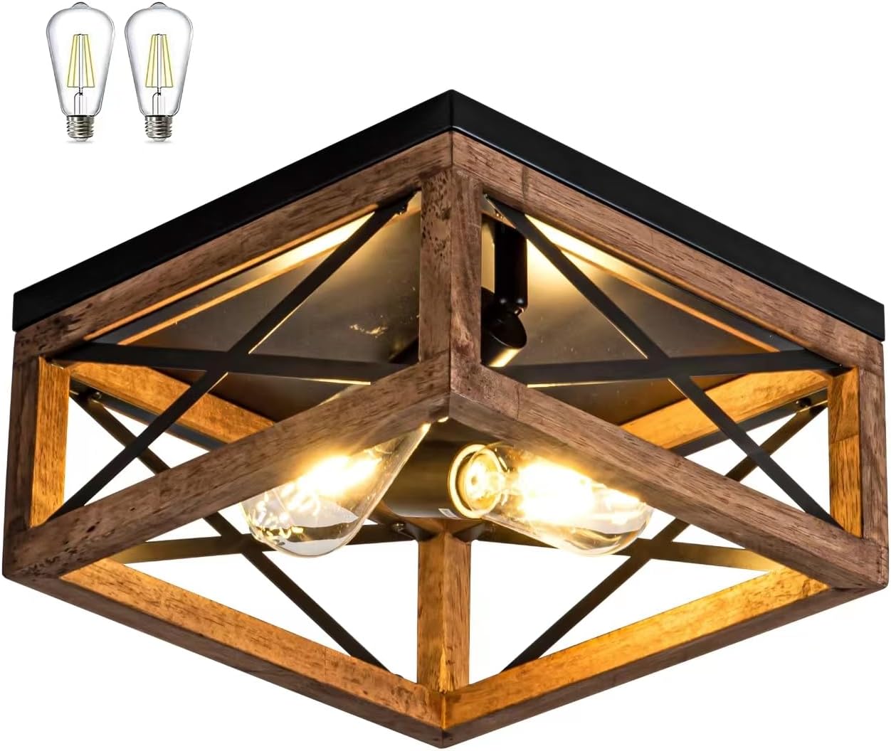 Crystal Ceiling Light Fixture, Modern Semi Flush Mount Ceiling Light,Crystal Chandelier for Kitchen Bedroom Bathroom Entryway Black (Bulb Included) - Grand Goldman