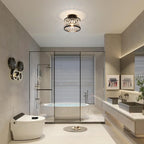 Crystal Ceiling Light Fixture, Modern Semi Flush Mount Ceiling Light,Crystal Chandelier for Kitchen Bedroom Bathroom Entryway Black (Bulb Included) - Grand Goldman