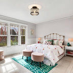 Crystal Ceiling Light Fixture, Modern Semi Flush Mount Ceiling Light,Crystal Chandelier for Kitchen Bedroom Bathroom Entryway Black (Bulb Included) - Grand Goldman