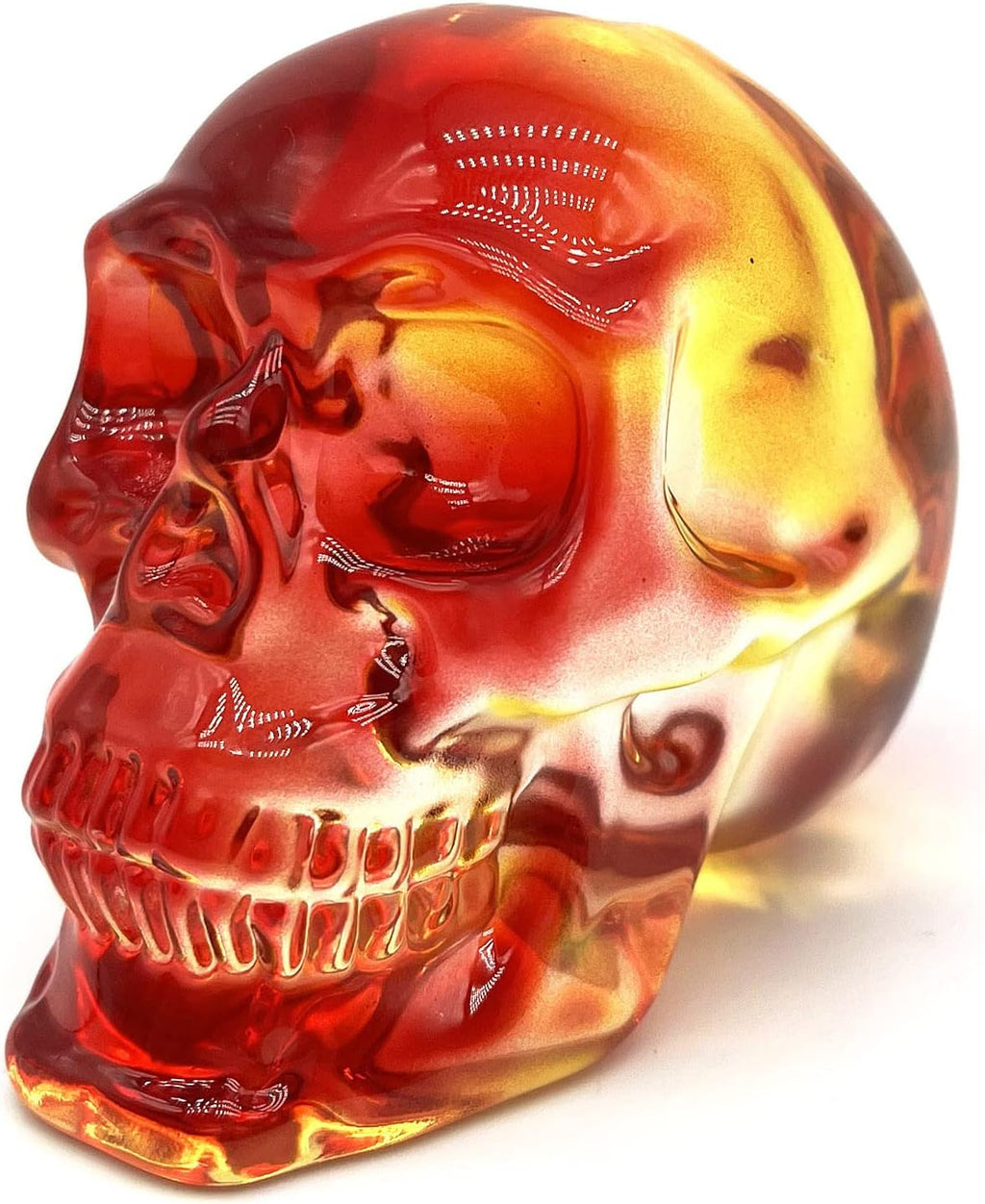 Crystal Skull Head Statues Clear Skull Figurines K9 Glass Skull Gemstone Halloween Decor Gifts for Women Plating Green 2.8" - Grand Goldman