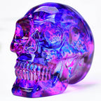 Crystal Skull Head Statues Clear Skull Figurines K9 Glass Skull Gemstone Halloween Decor Gifts for Women Plating Green 2.8" - Grand Goldman
