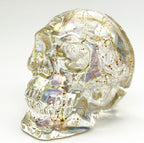 Crystal Skull Head Statues Clear Skull Figurines K9 Glass Skull Gemstone Halloween Decor Gifts for Women Plating Green 2.8" - Grand Goldman