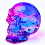 Crystal Skull Head Statues Clear Skull Figurines K9 Glass Skull Gemstone Halloween Decor Gifts for Women Plating Green 2.8" - Grand Goldman