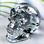Crystal Skull Head Statues Clear Skull Figurines K9 Glass Skull Gemstone Halloween Decor Gifts for Women Plating Green 2.8" - Grand Goldman