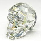Crystal Skull Head Statues Clear Skull Figurines K9 Glass Skull Gemstone Halloween Decor Gifts for Women Plating Green 2.8" - Grand Goldman