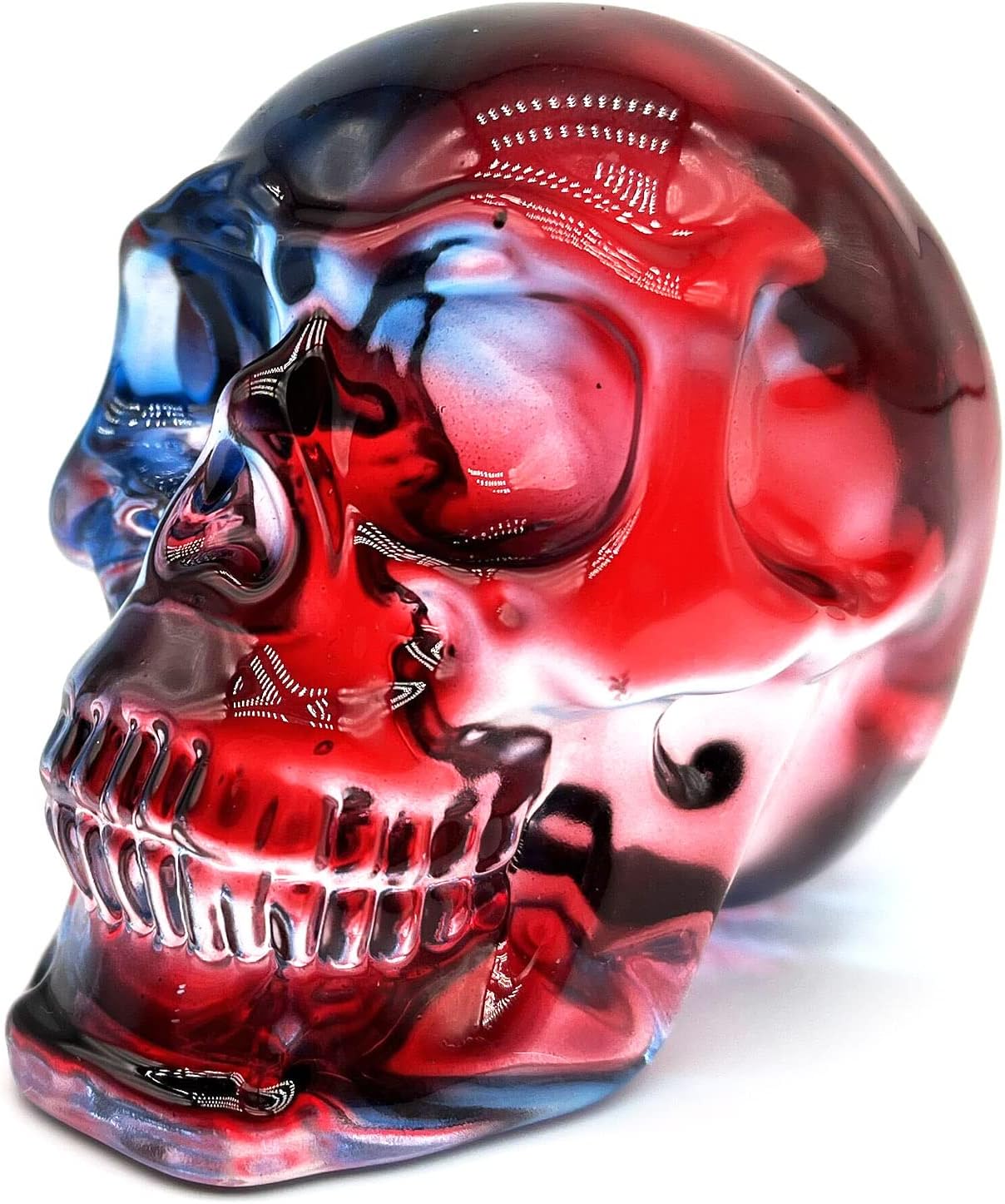 Crystal Skull Head Statues Clear Skull Figurines K9 Glass Skull Gemstone Halloween Decor Gifts for Women Plating Green 2.8" - Grand Goldman