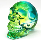 Crystal Skull Head Statues Clear Skull Figurines K9 Glass Skull Gemstone Halloween Decor Gifts for Women Plating Green 2.8" - Grand Goldman