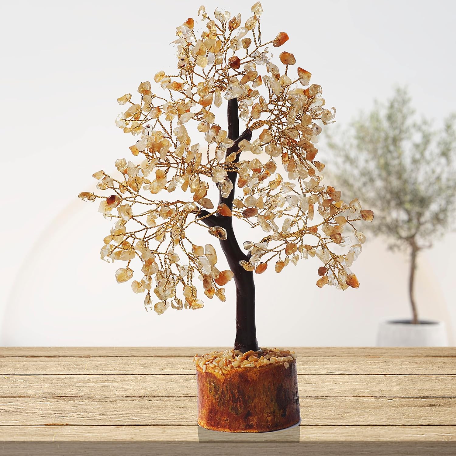 Crystal Tree of Life 7 Chakra Healing trees for Positive Energy, Home Decor, Office Desk Decor, Crystal Gifts for Women, Living Room Decoration, Handmade feng shui Bonsai Tree for Good Luck, Wellness - Grand Goldman