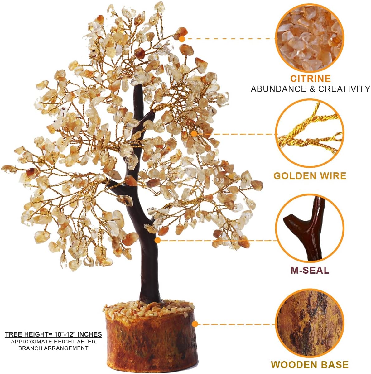 Crystal Tree of Life 7 Chakra Healing trees for Positive Energy, Home Decor, Office Desk Decor, Crystal Gifts for Women, Living Room Decoration, Handmade feng shui Bonsai Tree for Good Luck, Wellness - Grand Goldman